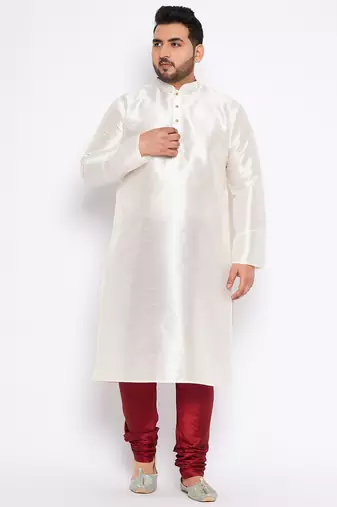 cream silk blend kurta pyjama set