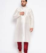 cream silk blend kurta pyjama set