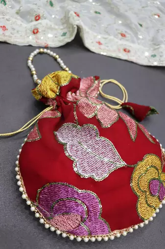 Red floral embroidery designer batwa