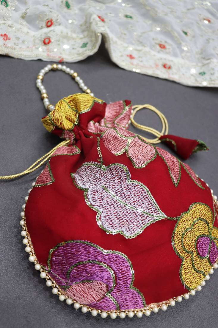 Red floral embroidery designer batwa