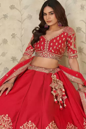 Red Bridal Ensemble with Elephant Motifs
