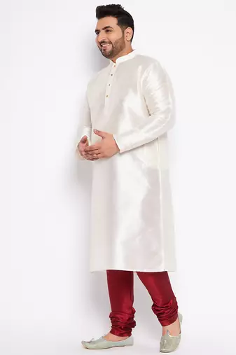 cream silk blend kurta pyjama set