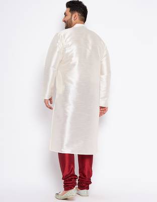 cream silk blend kurta pyjama set 3