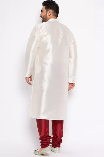 cream silk blend kurta pyjama set