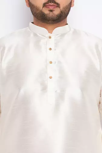 cream silk blend kurta pyjama set