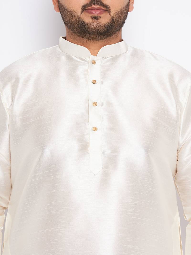 cream silk blend kurta pyjama set