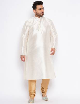cream silk blend kurta pyjama set 1