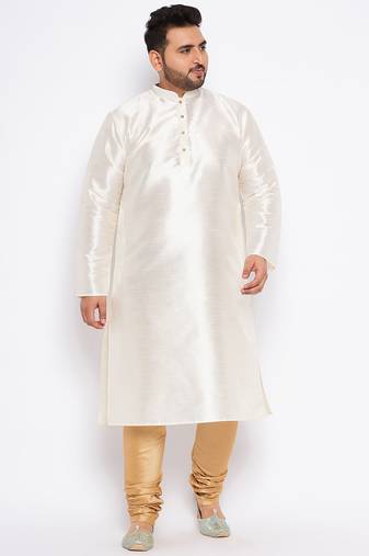 cream silk blend kurta pyjama set