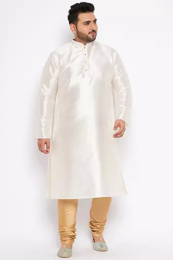 cream silk blend kurta pyjama set
