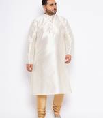 cream silk blend kurta pyjama set