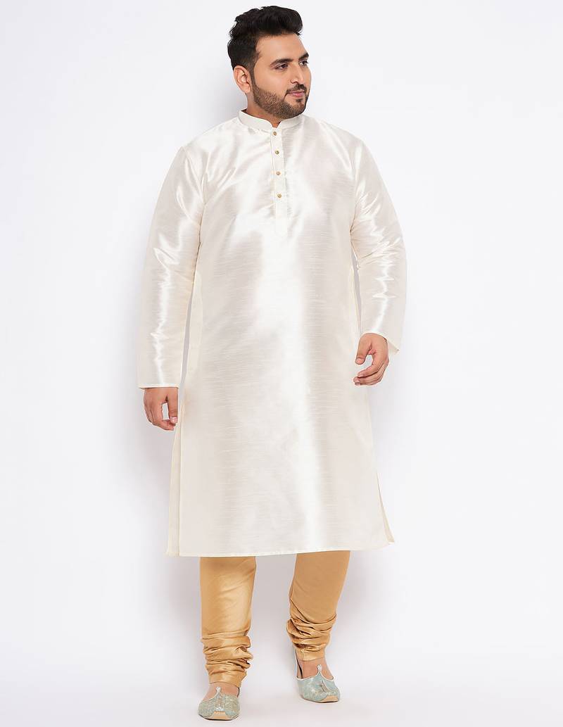 cream silk blend kurta pyjama set