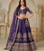 Royal Purple Wedding Lehenga with Elephant Motifs