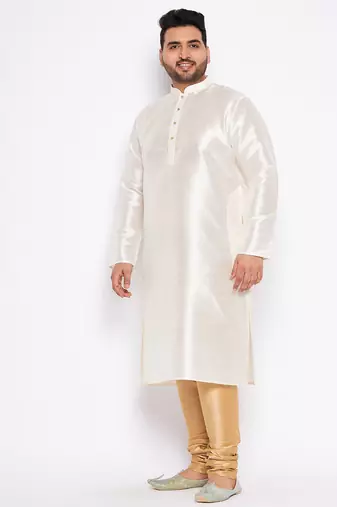 cream silk blend kurta pyjama set