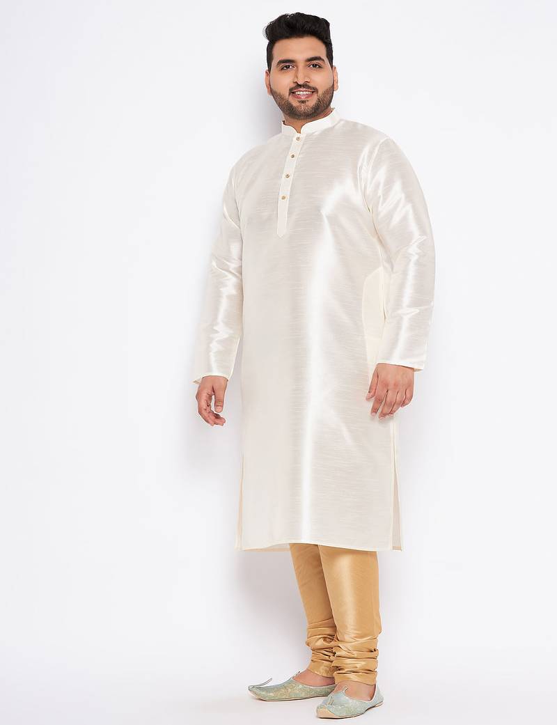 cream silk blend kurta pyjama set