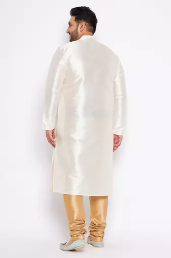 cream silk blend kurta pyjama set