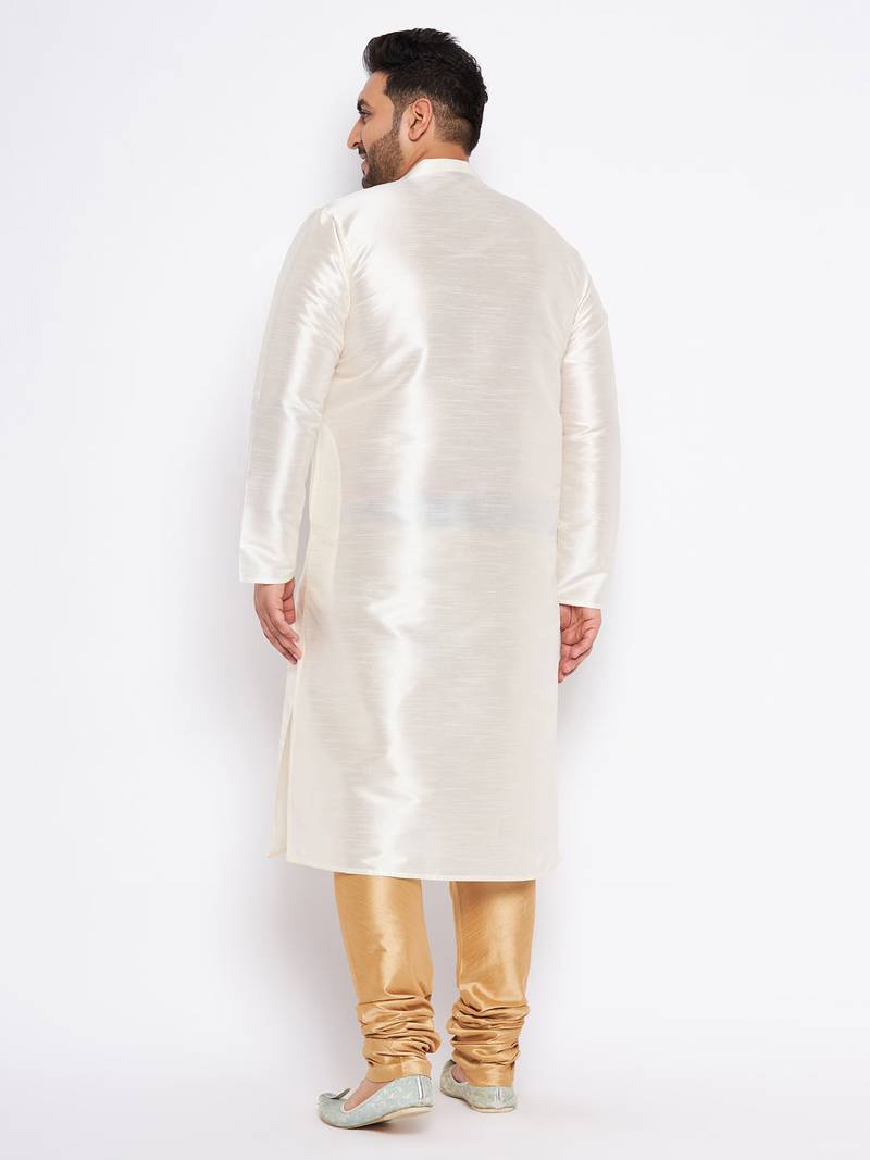 cream silk blend kurta pyjama set