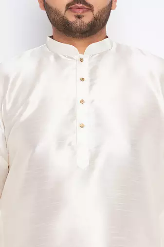 cream silk blend kurta pyjama set