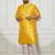yellow silk blend kurta pyjama set