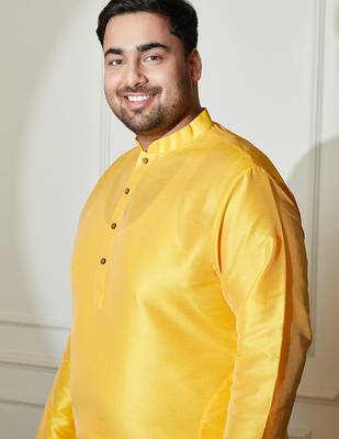 yellow silk blend kurta pyjama set 3