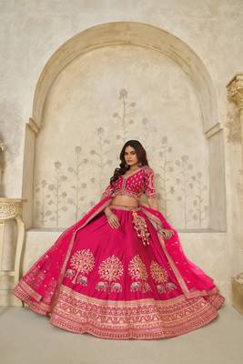 Hot Pink Bridal Ensemble with Elephant Motifs 2