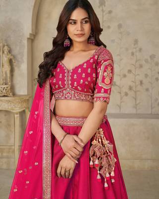 Hot Pink Bridal Ensemble with Elephant Motifs 3