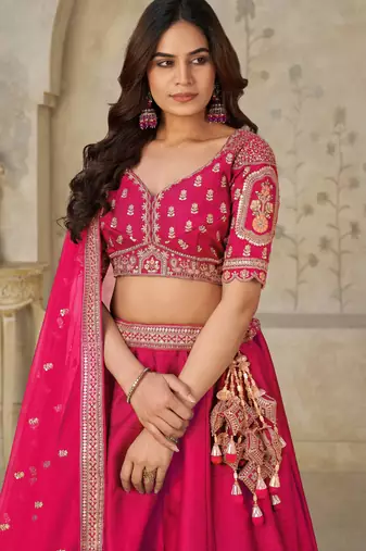 Hot Pink Bridal Ensemble with Elephant Motifs