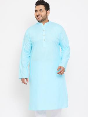 aqua blue cotton blend kurta 1