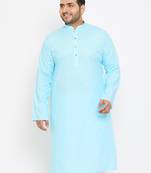 aqua blue cotton blend kurta