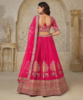 Hot Pink Bridal Ensemble with Elephant Motifs 4