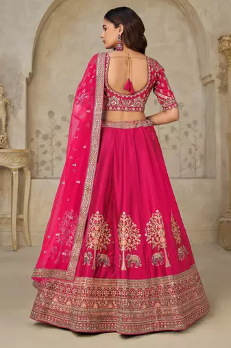 Hot Pink Bridal Ensemble with Elephant Motifs