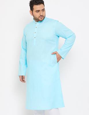 aqua blue cotton blend kurta 2