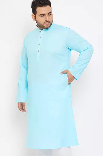 aqua blue cotton blend kurta