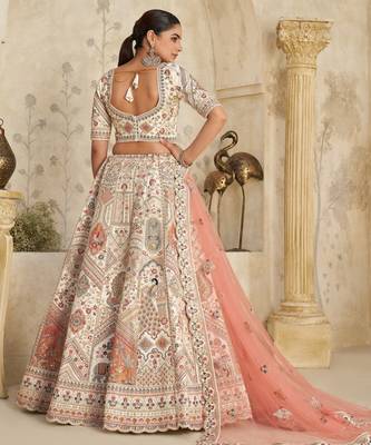 Intricately Embroidered Cream Zari Lehenga with Royal Motifs 4