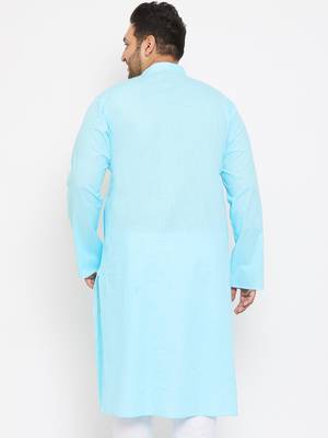 aqua blue cotton blend kurta 3