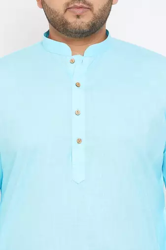aqua blue cotton blend kurta