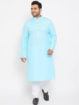 aqua blue cotton blend kurta 5