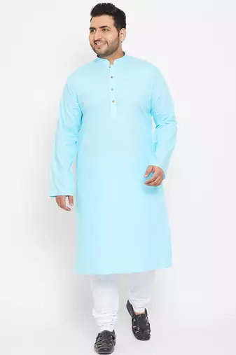 aqua blue cotton blend kurta