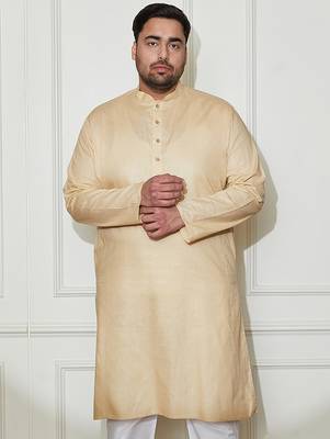 beige cotton linen kurta 1