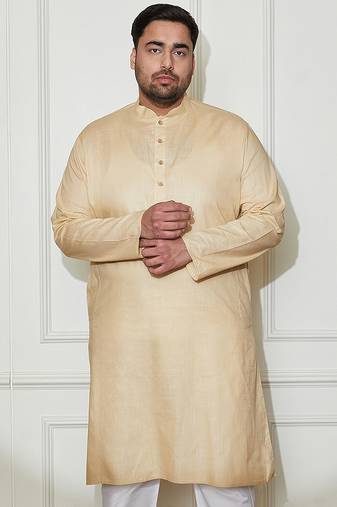 beige cotton linen kurta