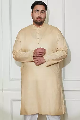 beige cotton linen kurta