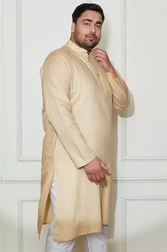beige cotton linen kurta