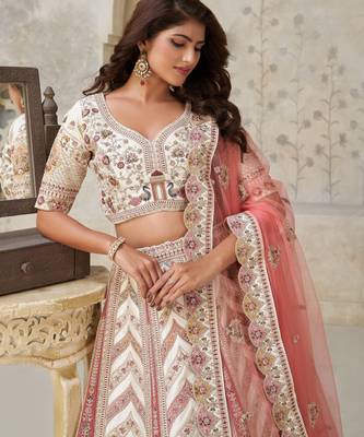 Designer Lehenga with Paisley Motifs & White Dori Work 3