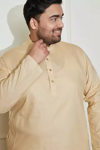 beige cotton linen kurta