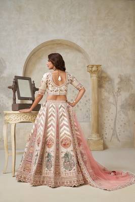 Designer Lehenga with Paisley Motifs & White Dori Work 4