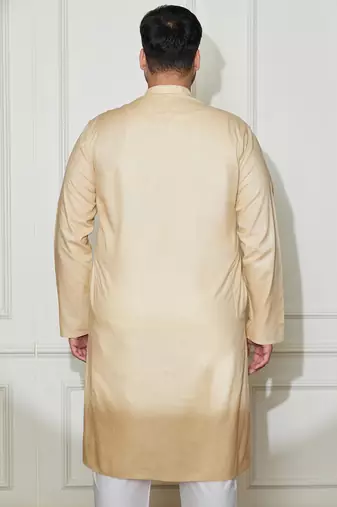 beige cotton linen kurta