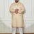 beige and white cotton linen kurta pyjama set