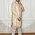 beige and white cotton linen kurta pyjama set