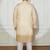 beige and white cotton linen kurta pyjama set