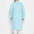 aqua blue and white cotton linen kurta pyjama set