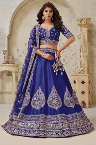 Royal Purpple bridal lehenga with zari work